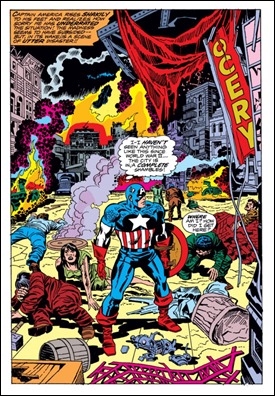 Genial viñeta de Captain America 193, con Nueva York devastada por la Bomba Loca